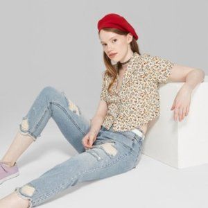 Wild Fable Cropped Floral Button Down